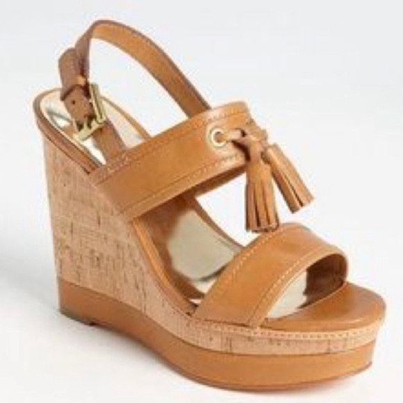 Coach Guileietta Leather and Cork Platform Sandals - Picture 1 of 13